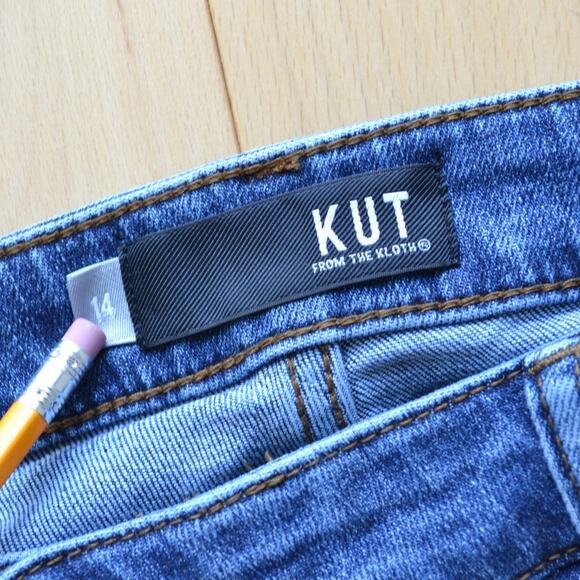 KUT From The Kloth Straight Legged Denim Blue Jeans Size 14 - Picture 3 of 4